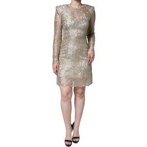 Dolce & Gabbana Gold Floral Lace A-line Sheath Mini Women's Dress